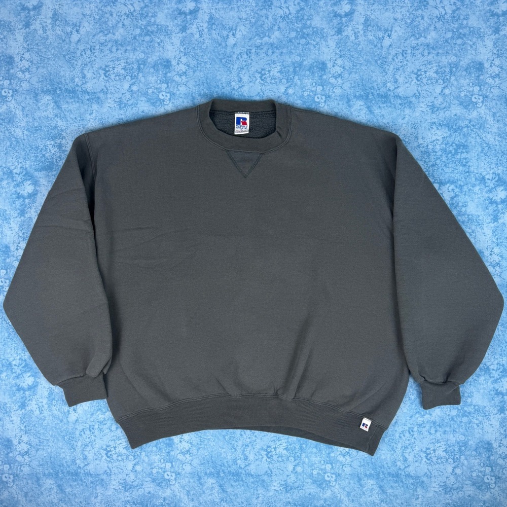 Vintage Russell Athletic Sweatshirt XL Gray Made in USA Crewneck Oversized 90s
